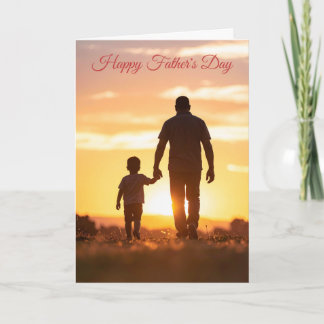 Happy Father’s Day Card – Father and Child Sunset