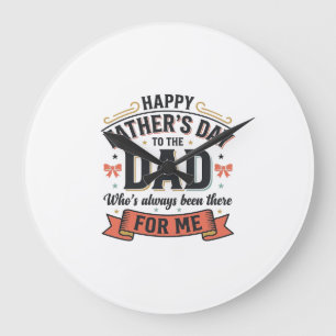 Happy Father’s Day Dad Vintage Typography  Large Clock