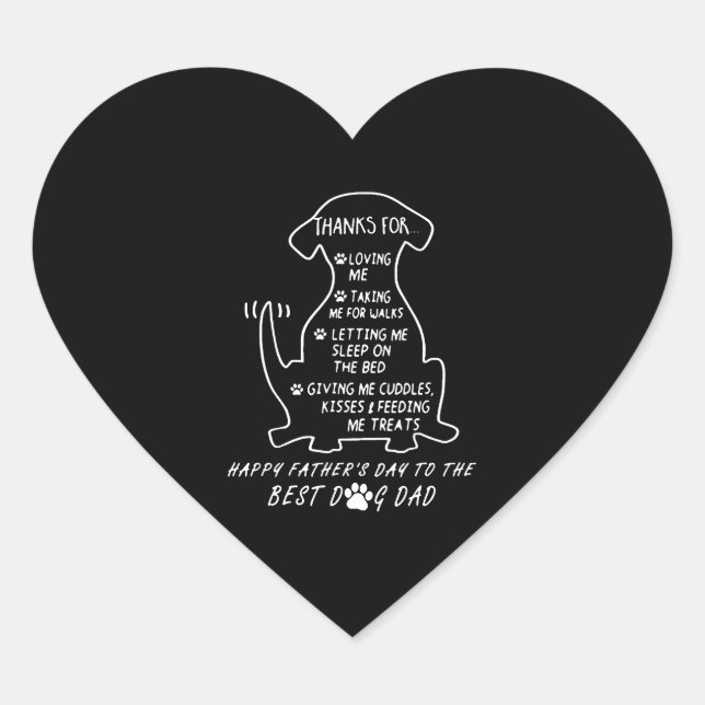 Happy Father s Day Dog Dad Heart Sticker (Front)