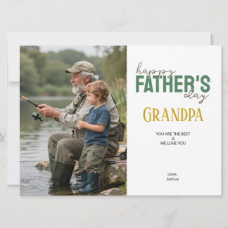 Happy Father’s Day Grandpa Green Modern Photo Card