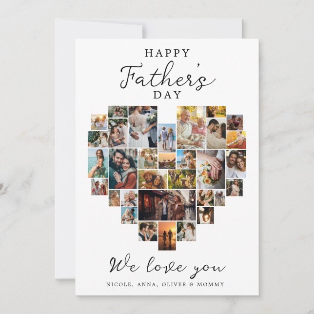 Happy Father‘s Day Heart Photo Collage Family Love (Front)