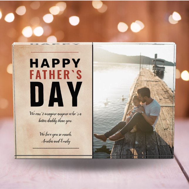 Happy Father`s Day Message Watercolor Family Photo Block (Creator Uploaded)