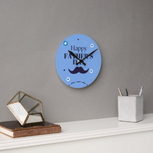 Happy Father’s Day – Moustache & Heart Design Round Clock