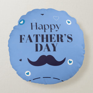 Happy Father’s Day – Moustache & Heart Design Round Cushion