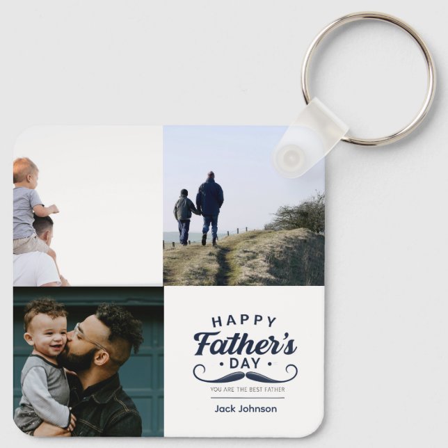 Happy Father’s Day Mustache Tribute Design Key Ring (Back)