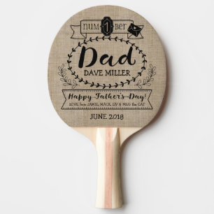 Happy Father’s Day Number 1 One Dad Monogram Logo Ping Pong Paddle