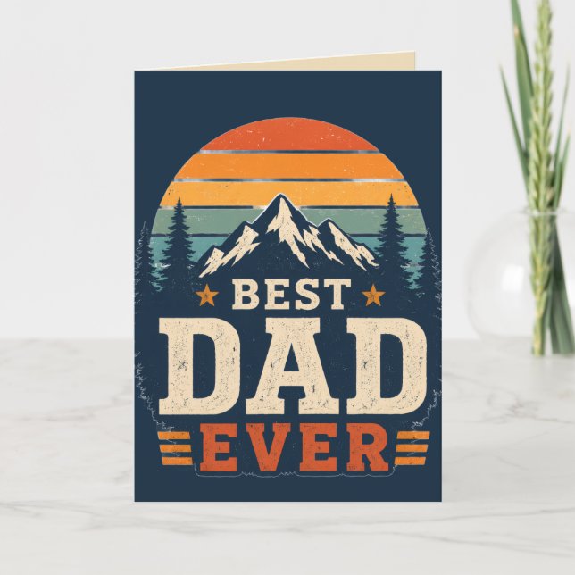 Happy Father’s Day Retro Mountain Greeting Card (Front)