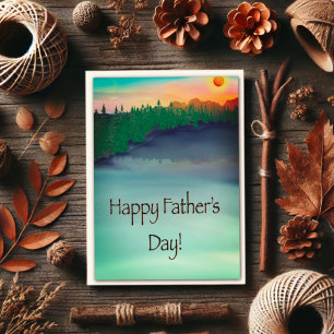 Happy Father’s Day Sunset Lake Fishing Card
