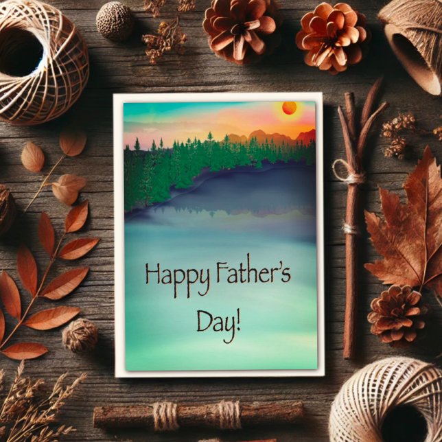 Happy Father’s Day Sunset Lake Fishing Card (Creator Uploaded)
