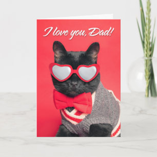 Happy Father's Dad Black Cat in Heat Sunglasses Holiday Card