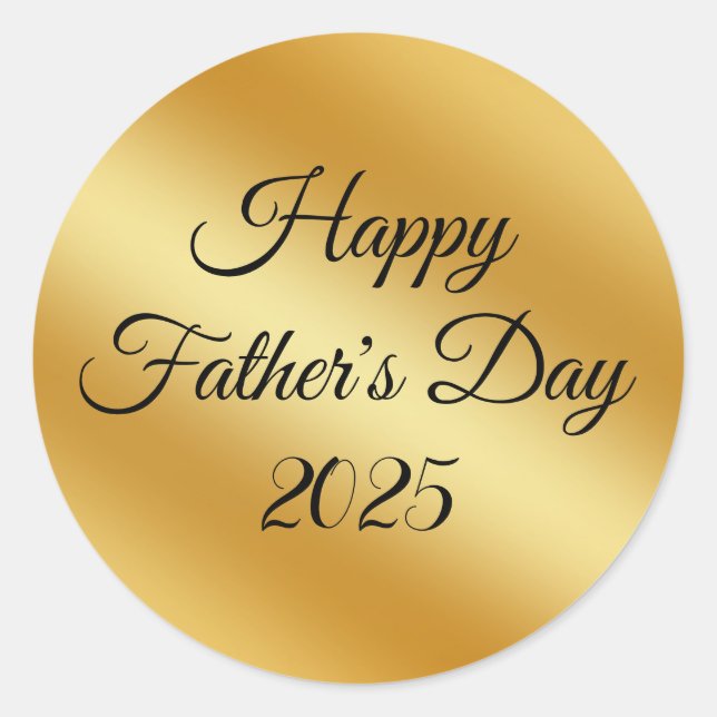 happy fathers day 2025,gold metal minimalist  classic round sticker (Front)
