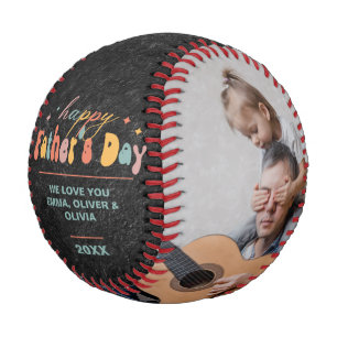 Happy Father's Day 2 Photo Collage Personalized Baseball