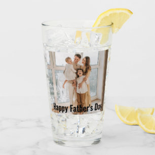 Happy Father's Day   2 Photos   Custom Text Print Glass
