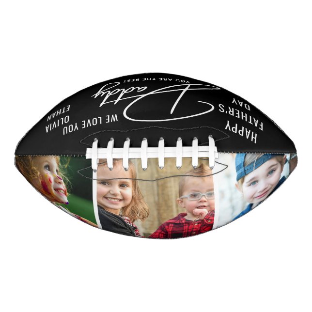  Happy Father's Day 3 Photo Collage Personalised Football (Front)
