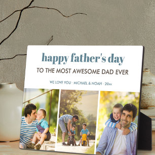 Happy Fathers Day 3 Photo Collage Personalised Plaque
