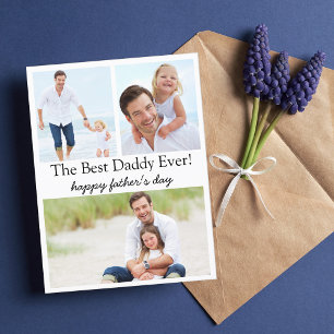 happy fathers day, 3 photos collage modern simple holiday postcard