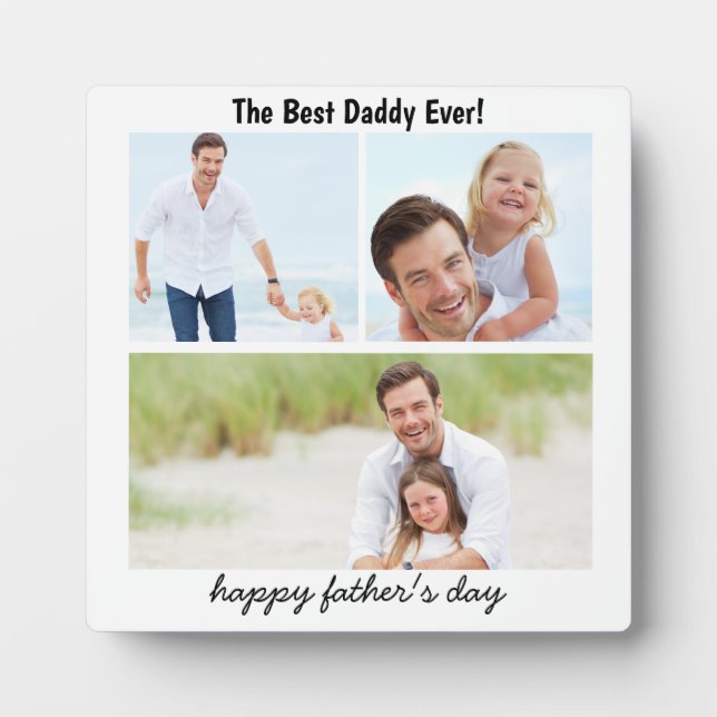 happy fathers day, 3 photos collage trendy holiday plaque (Front)
