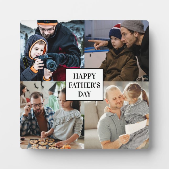 Happy Father's Day 4 Photo Collage personalised  P Plaque (Front)