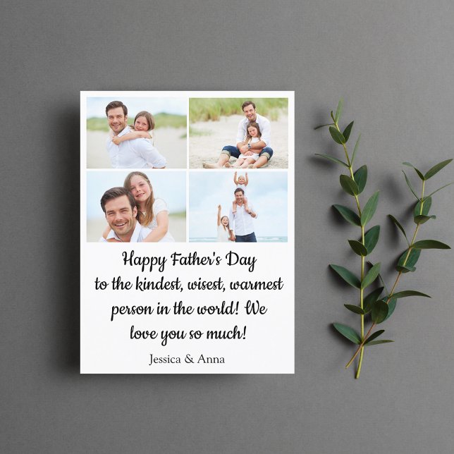 happy fathers day 4 photos collage minimalist holiday postcard (Creator Uploaded)