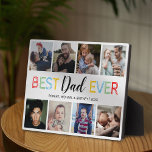 Happy Father's Day 8 Photo Collage Plaque<br><div class="desc">Cute fathers day picture plaque featuring a plain white background that can be changed to any colour,  8 family photo collage,  a colourful "best dad ever" typographic design,  and the kids names.</div>