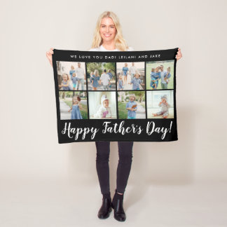 Happy Father's Day 8 Photo Custom Message | Fleece Blanket