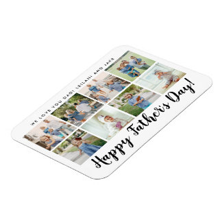 Happy Father's Day 8 Photo Custom White Magnet