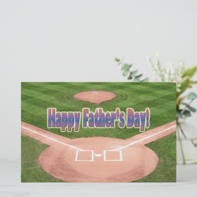 Happy Fathers Day Baseball Stationery (Standing Front)
