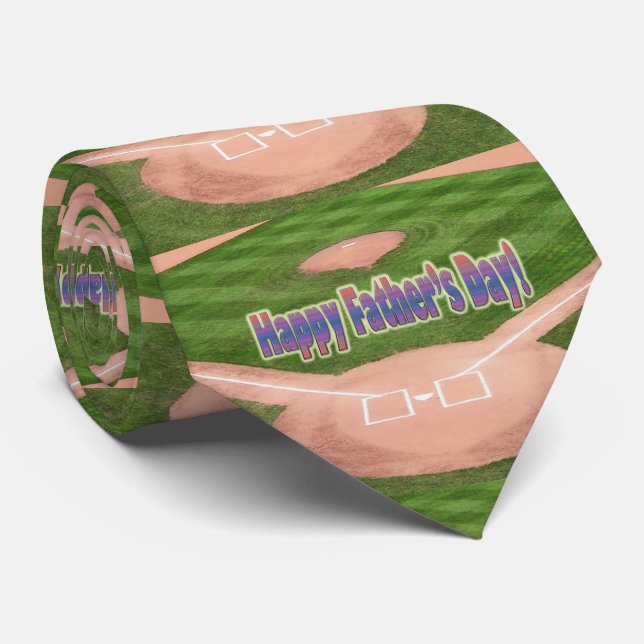 Happy Fathers Day Baseball Tie (Rolled)