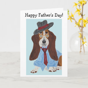 Happy Father's Day Basset Hound in Shirt and tie Card