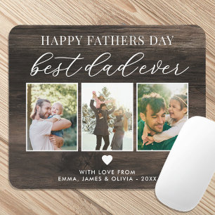 Happy Fathers Day Best Dad Ever 3 Photo Collage Mouse Pad