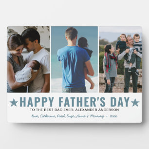 Happy Father's Day Best Dad Ever 3 Photo Collage Plaque