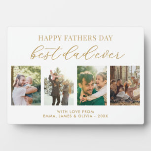 Happy Fathers Day Best Dad Ever 4 Photo Collage Plaque
