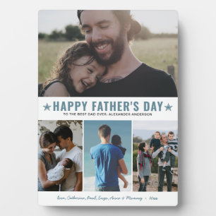 Happy Father's Day Best Dad Ever 4 Photo Collage Plaque