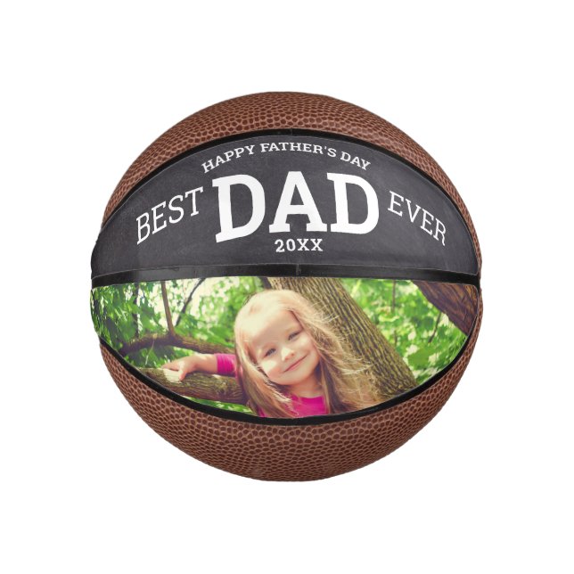 Happy Father's Day Best Dad Ever Custom Photo Mini Basketball (Front)