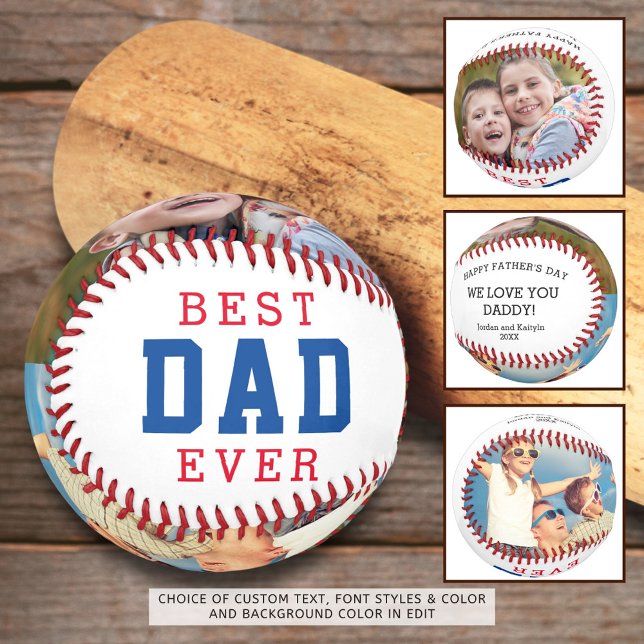 Happy Fathers Day BEST DAD EVER Two Photo Baseball (Creator Uploaded)