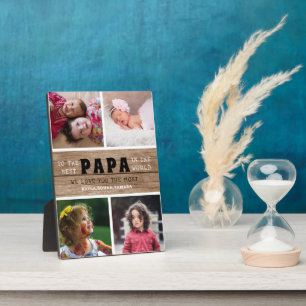 Happy Father's Day Best Papa 4 Photo Collage Wood Plaque