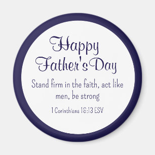 Happy Father's Day Bible Verse for Men Dark Blue Magnet
