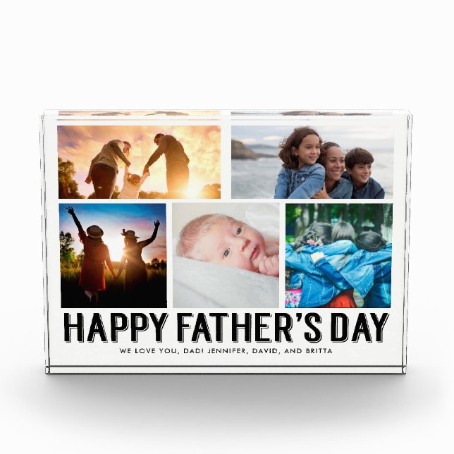 Happy Father's Day | Black and White 5 Photo Grid Block (Front)