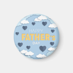 Happy Father's Day blue hearts in the sky Magnet