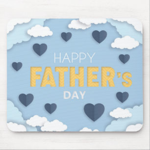 Happy Father's Day blue hearts in the sky Mouse Pad