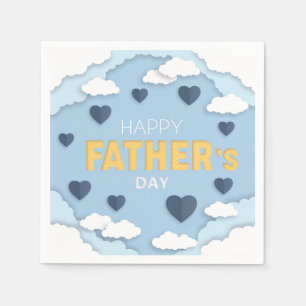 Happy Father's Day blue hearts in the sky Napkin