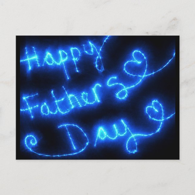Happy Father's Day Blue Lights Postcard (Front)