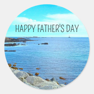  Happy Father's Day Blue Ocean Photo Azure Sky Classic Round Sticker
