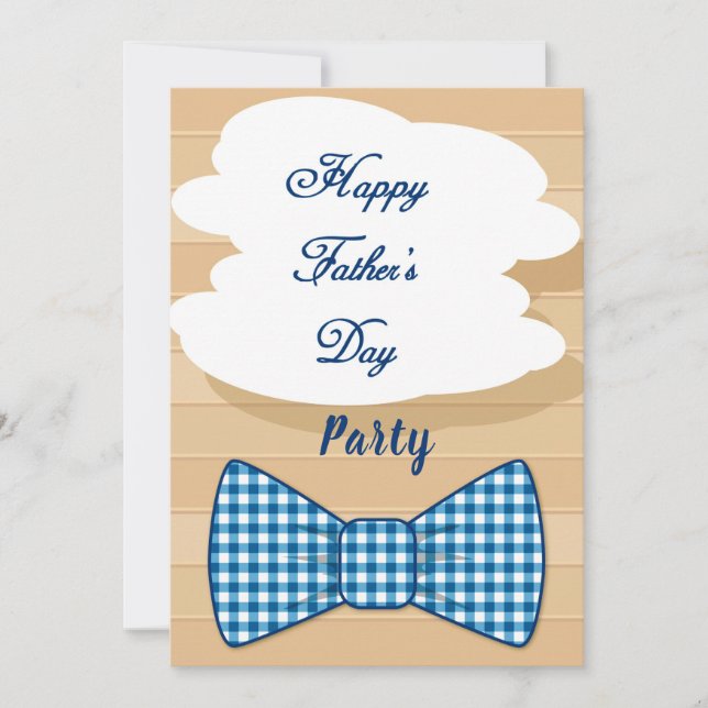 Happy Fathers Day Blue Plaid Bow Tie Cookout Party Invitation (Front)