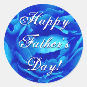 Happy Father's Day Blue Rose Classic Round Sticker