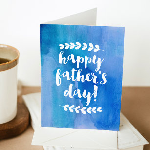 Happy Father's Day   Blue Watercolor Card
