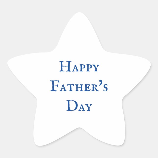 Happy Father's Day Blue White Classy Cool 2024 Star Sticker (Front)
