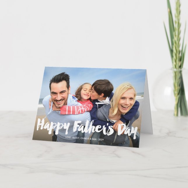 Happy Father's Day Bold Brush Script Photo Card (Front)