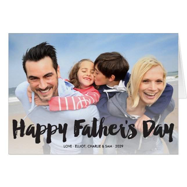 Happy Father's Day Bold Brush Script Photo Card (Front Horizontal)