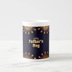 Happy Father's Day Bold Gold 3D Text Design Bone China Mug